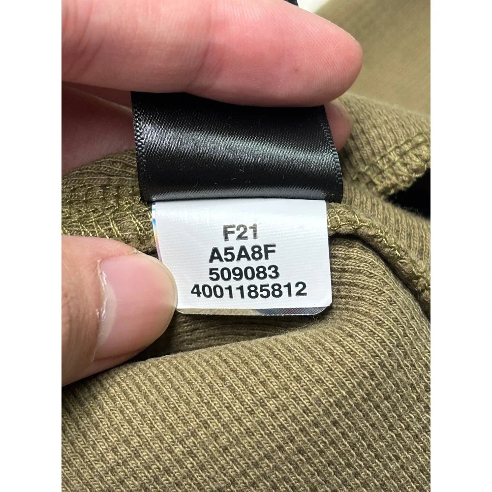 The North Face Mens XL Olive Green Waffle Knit Thermal Long Sleeve Shirt A5A8F